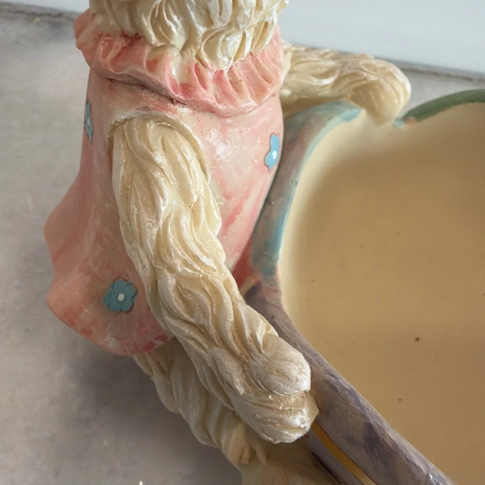 2009 Vintage Girl Easter Candy Dish With Cute Eggs‎ OLA03